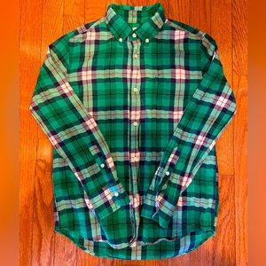 JCrew Crewcuts size 12 boys long-sleeved button down plaid flannel shirt.
